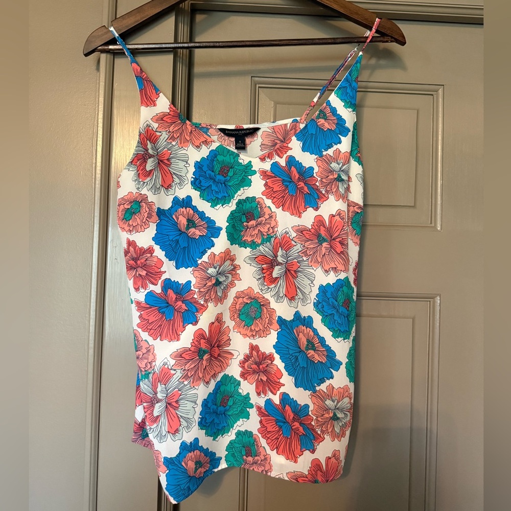 Banana Republic Floral Camisole - Coral, Blue, White